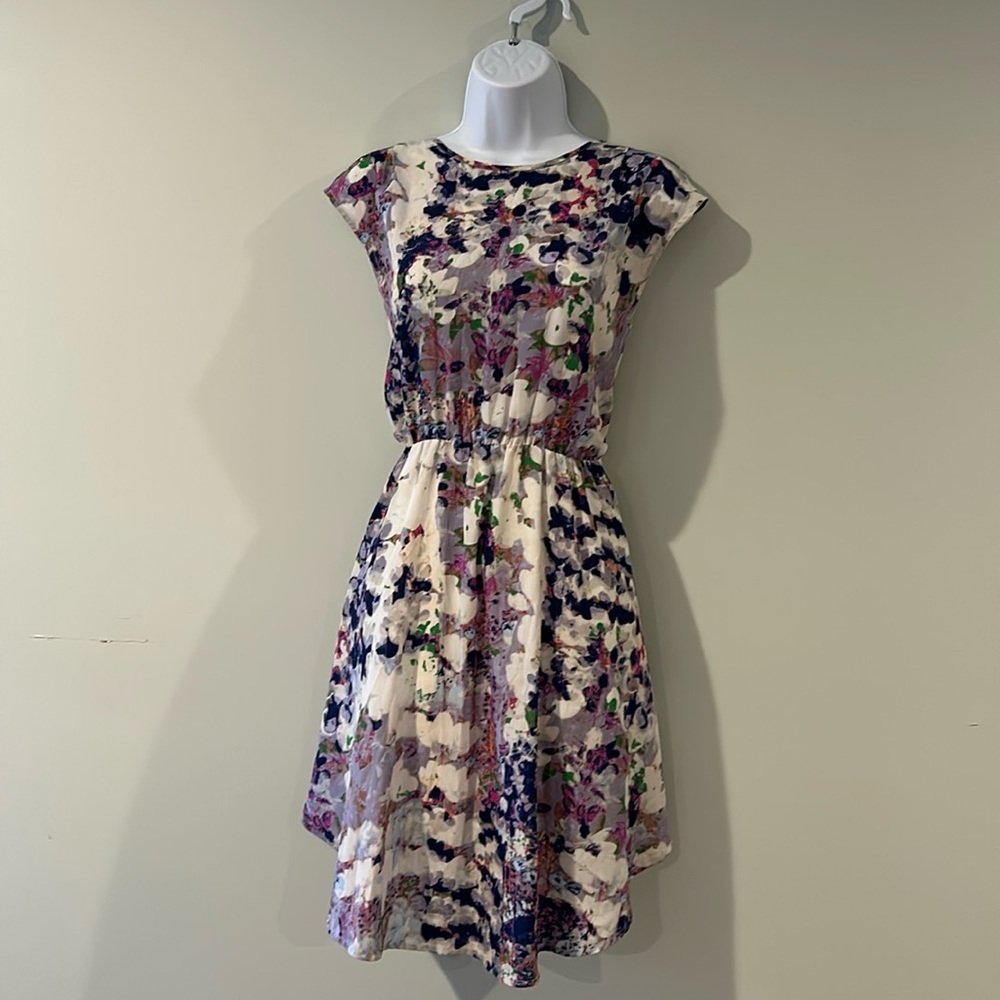 Collective concepts Watercolor floral cap sleeved minidress size m